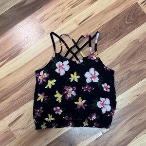 Abercrombie Kids Black Floral Strappy Top